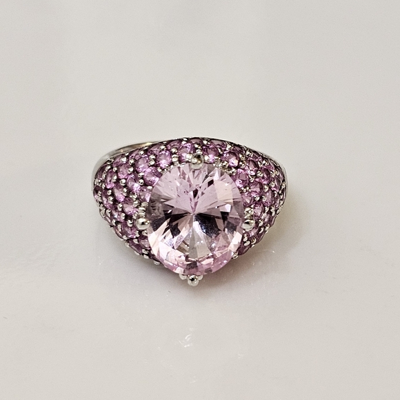 Rare Victoria Wieck Kunzite & Pink Sapphire Ring Sterling Silver Size 7. - Picture 8 of 16